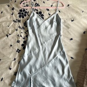 Short silk baby blue dress from Princess Polly